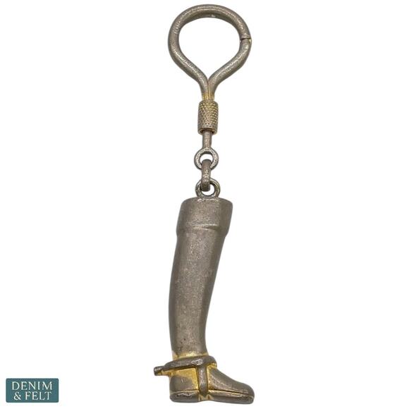 Gucci Vintage Boot Keychain Silver Brass Equestrian Style Made in Italy - Picture 1 of 15